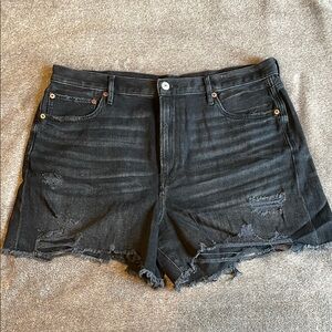 American Eagle Outfitters Black Jean Shorts Distressed Cut-Off